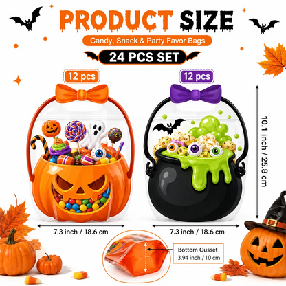 12/24/36/48/60 Pcs Halloween Plastic Goodie Bags