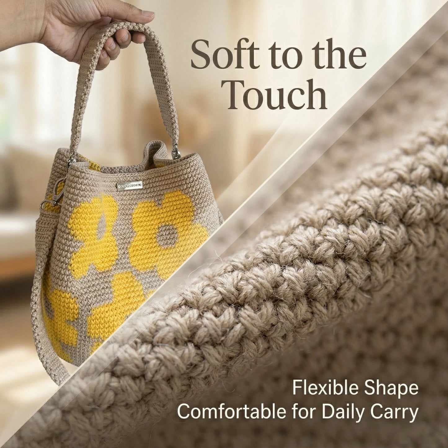 Handmade Crochet Flower Tote