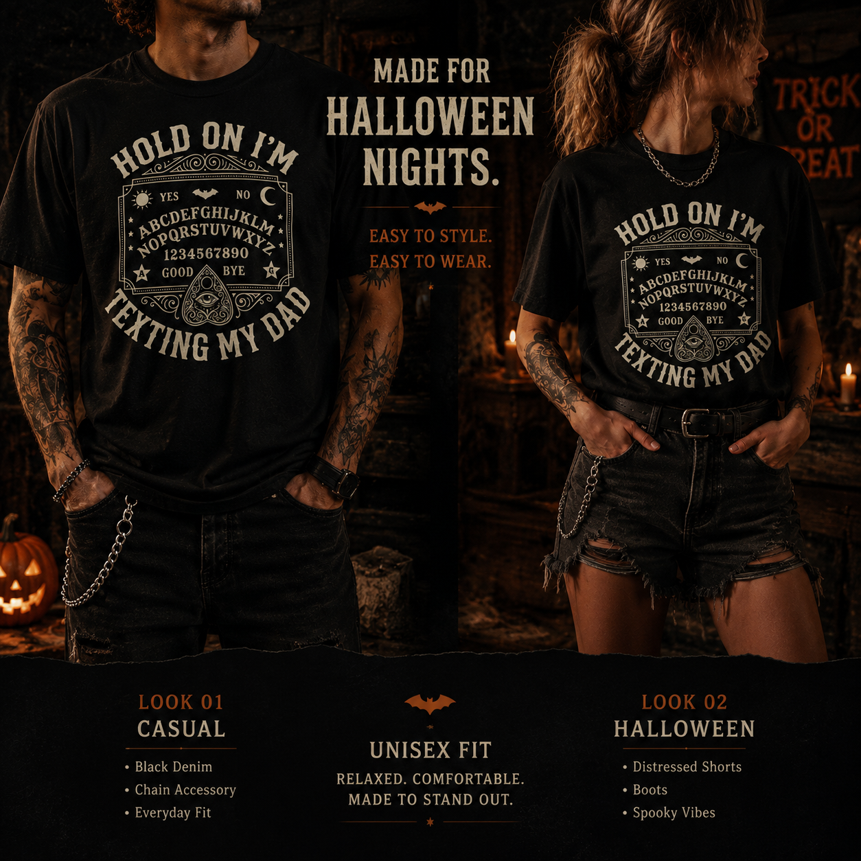 Hold On I'm Texting My Dad Ouija Board Retro T-Shirt