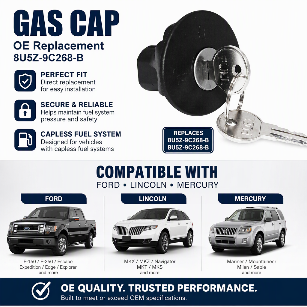 Locking Fuel Cap with 2 Keys – OE 8U5Z-9C268-B for Ford Lincoln Mercury