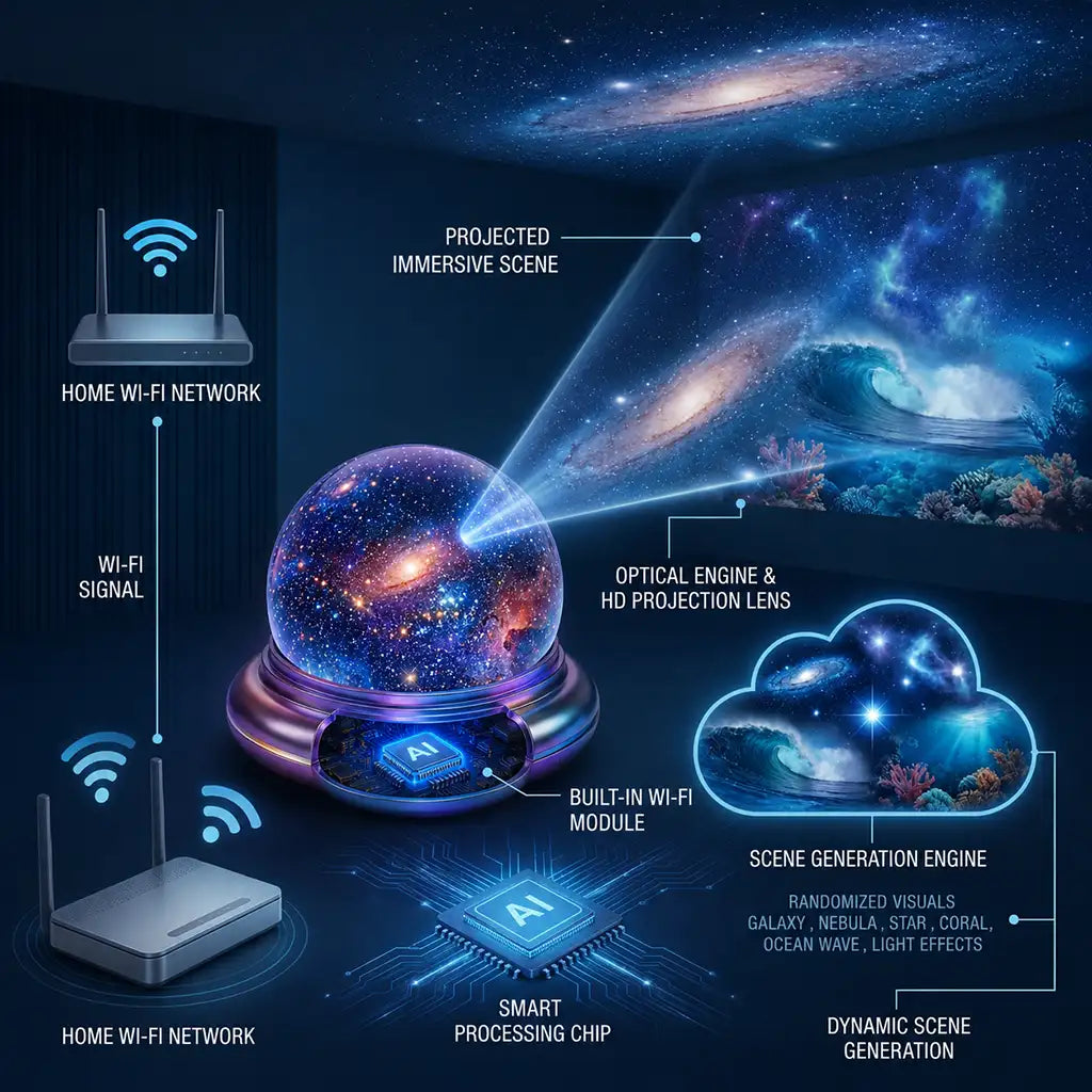 5D Holographic Night Light Projector