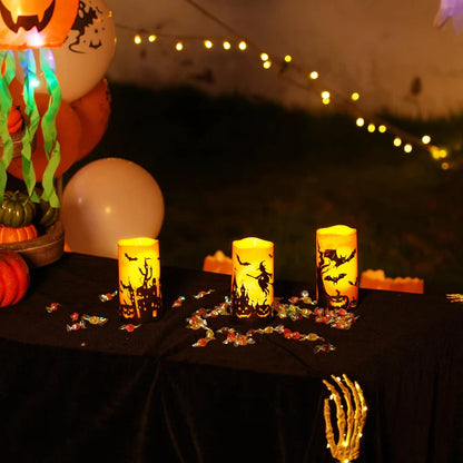 LED Pillar Candles with Remote Timers for Halloween Decoration