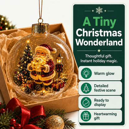 Light-Up Christmas Diorama Ornament – Enchanting Miniature Snow Globe