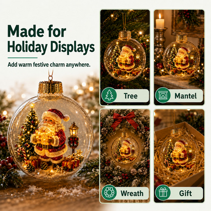 Light-Up Christmas Diorama Ornament – Enchanting Miniature Snow Globe