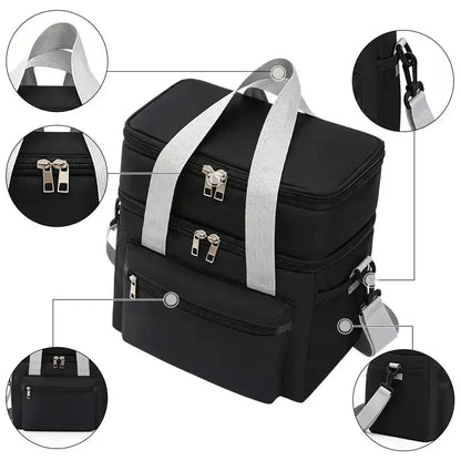 Insulated Lunch Cooler Bag with Leakproof Double-Decker Design