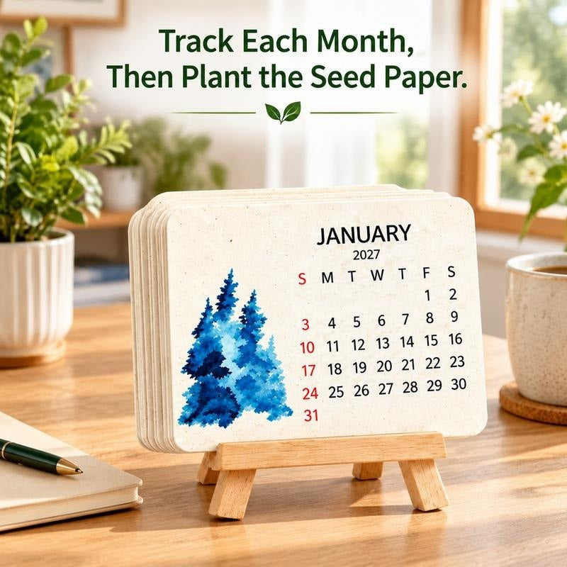 2027 Plantable Botanical Calendar – Eco-Friendly Biodegradable Wildflower Planner