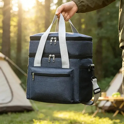 Insulated Lunch Cooler Bag with Leakproof Double-Decker Design