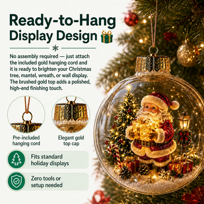 Light-Up Christmas Diorama Ornament – Enchanting Miniature Snow Globe
