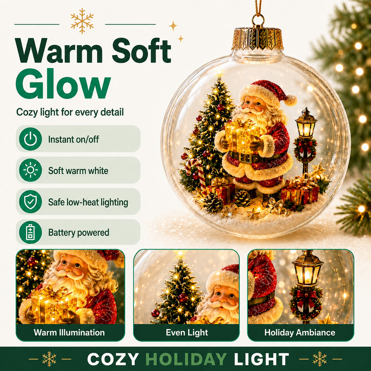 Light-Up Christmas Diorama Ornament – Enchanting Miniature Snow Globe