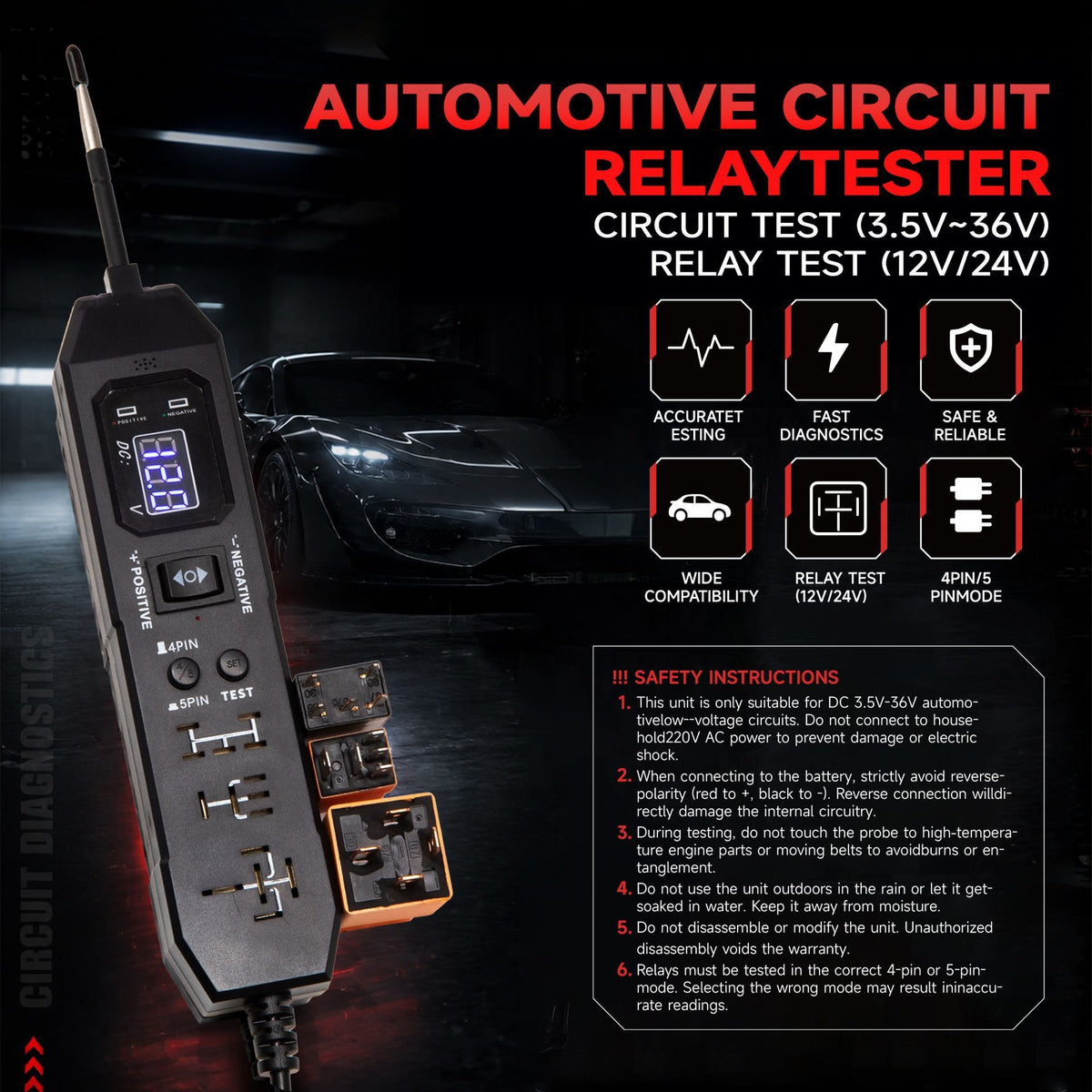 2-in-1 Automotive Circuit Tester & Relay Diagnostic Tool