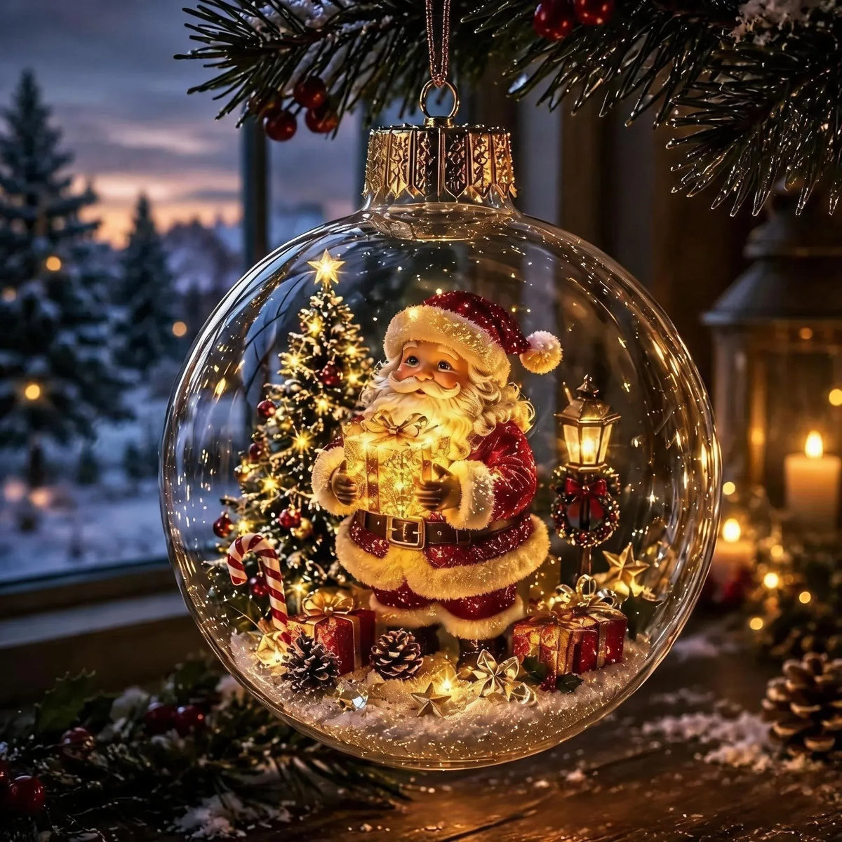 Light-Up Christmas Diorama Ornament – Enchanting Miniature Snow Globe