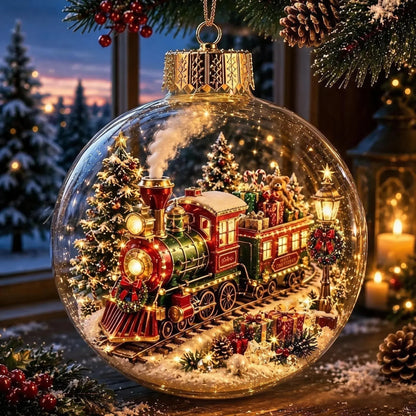Light-Up Christmas Diorama Ornament – Enchanting Miniature Snow Globe