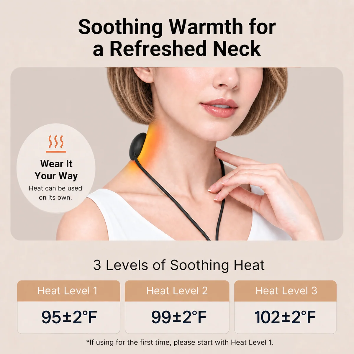 Pendant Neck Relaxer with Heat – Wearable EMS Massager