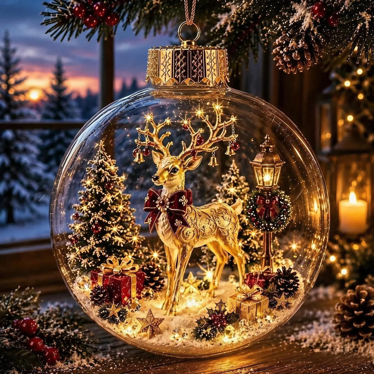 Light-Up Christmas Diorama Ornament – Enchanting Miniature Snow Globe