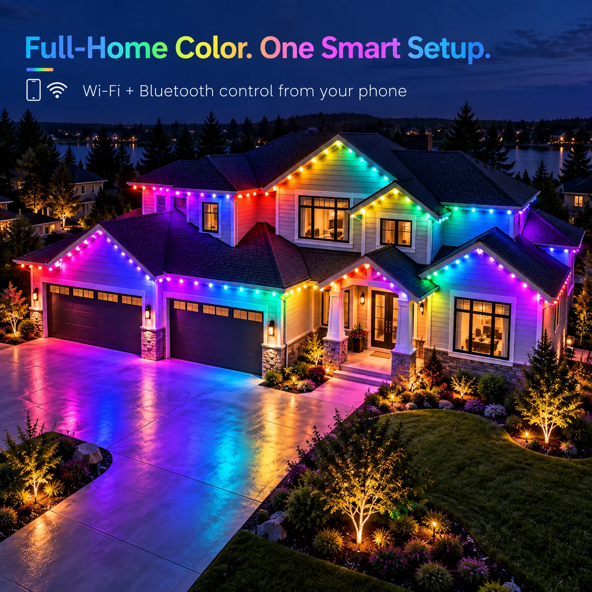 Smart Permanent Outdoor LED Lights with App Control & RGB Colors