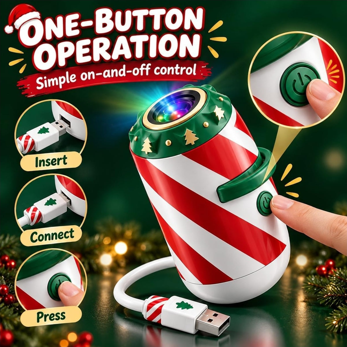 Christmas Car Projector Light – USB-Powered Festive Holiday Decor