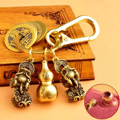 Chinese Pixiu Fortune Keychain – Brass Zodiac Protection Charm