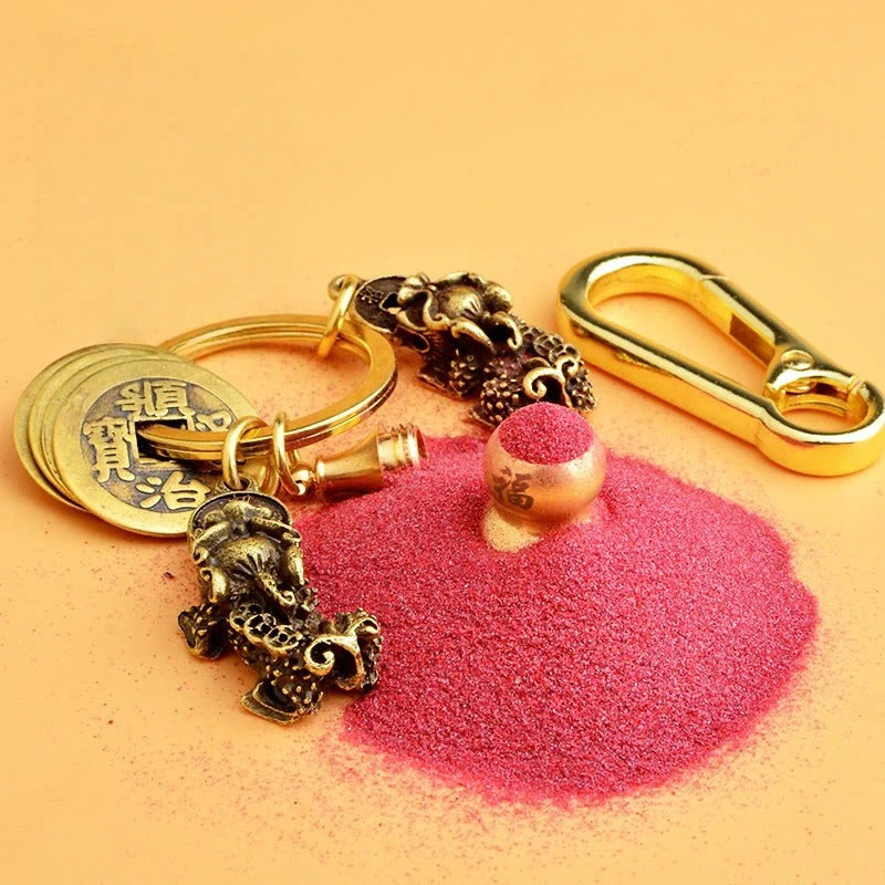 Chinese Pixiu Fortune Keychain – Brass Zodiac Protection Charm