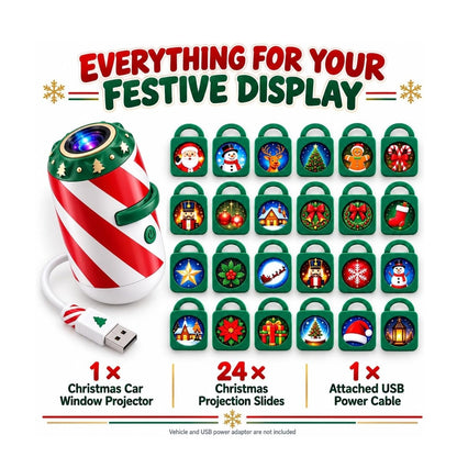 Christmas Car Projector Light – USB-Powered Festive Holiday Decor