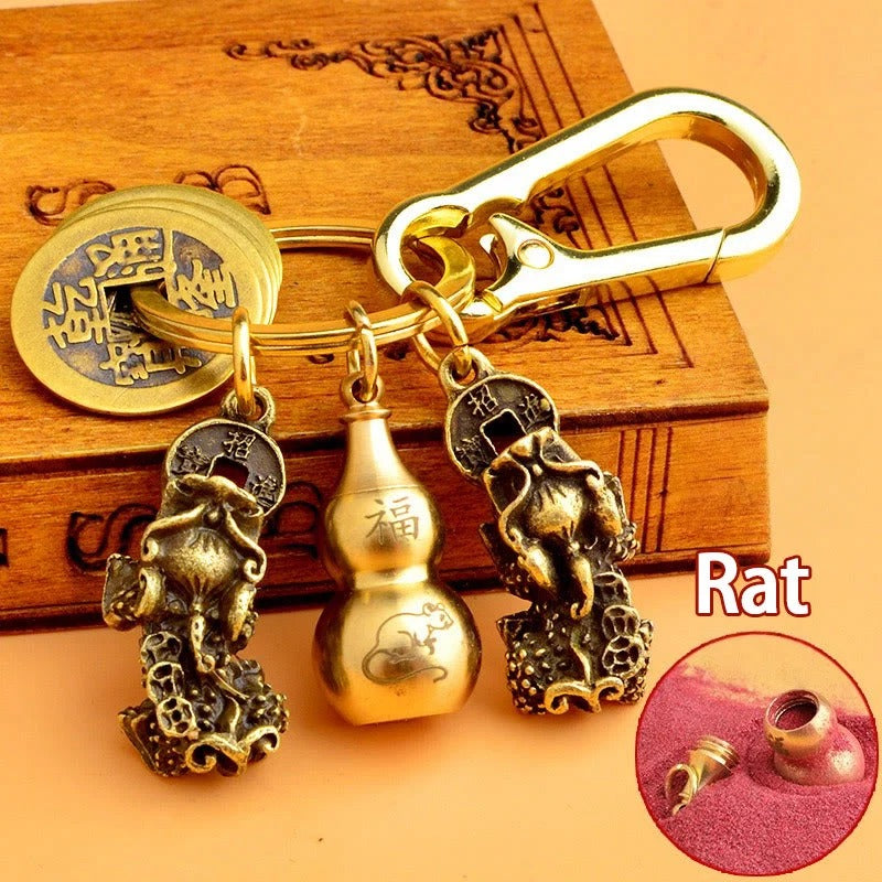 Chinese Pixiu Fortune Keychain – Brass Zodiac Protection Charm