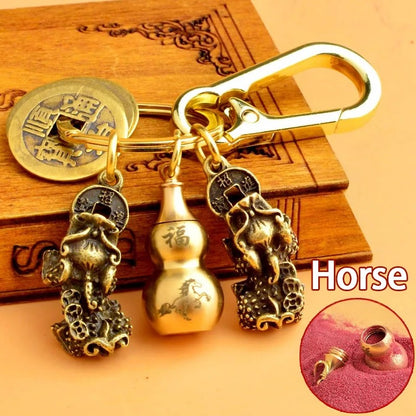 Chinese Pixiu Fortune Keychain – Brass Zodiac Protection Charm