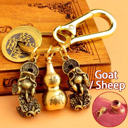 Chinese Pixiu Fortune Keychain – Brass Zodiac Protection Charm