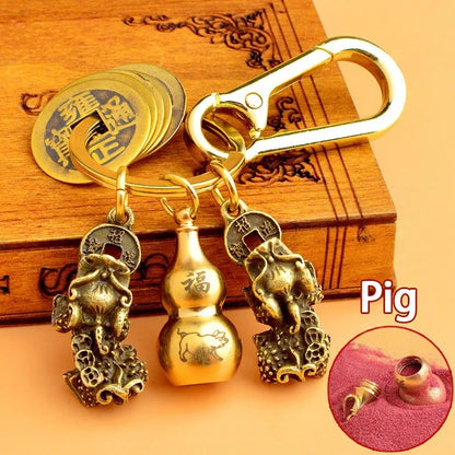 Chinese Pixiu Fortune Keychain – Brass Zodiac Protection Charm
