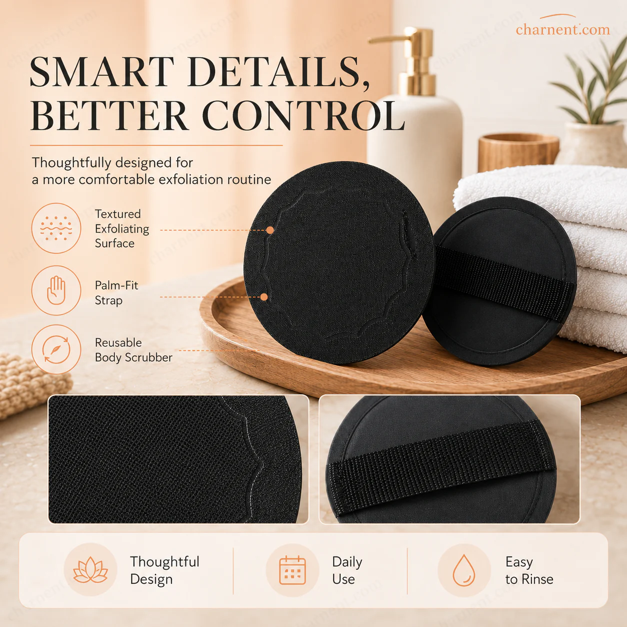 Exfoliating Scrub Bath Pads – Deep Exfoliation, Dead Skin Eraser, Reusable