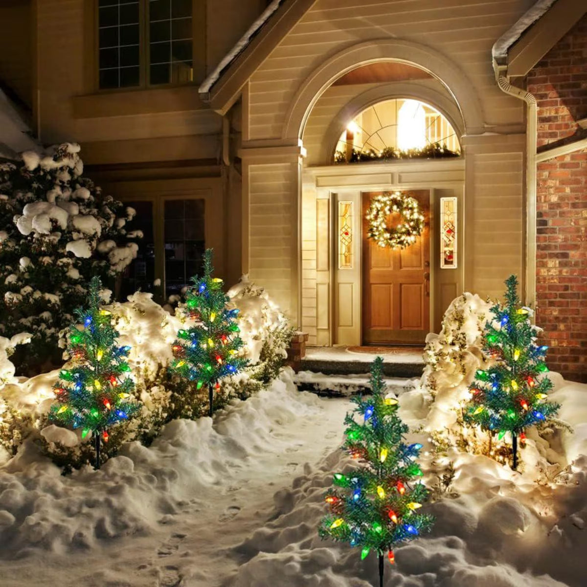 Solar Christmas Tree Lights, 2 Modes, IP65 Waterproof Outdoor Decor