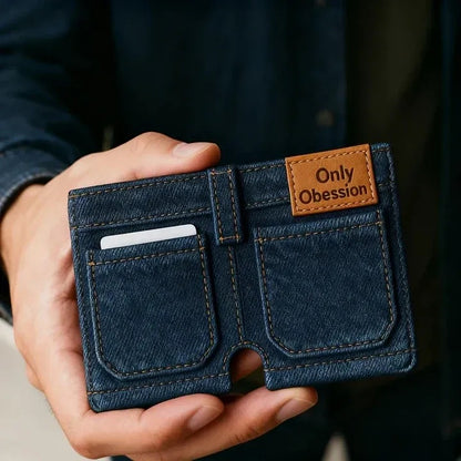 Handmade Denim Shorts Wallet – Unique Vintage Jeans Card & Coin Purse