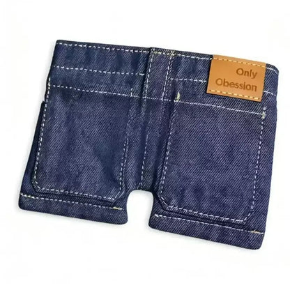 Handmade Denim Shorts Wallet – Unique Vintage Jeans Card & Coin Purse