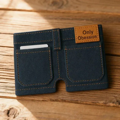 Handmade Denim Shorts Wallet – Unique Vintage Jeans Card & Coin Purse