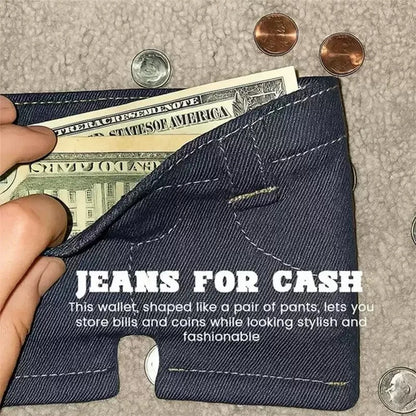 Handmade Denim Shorts Wallet – Unique Vintage Jeans Card & Coin Purse