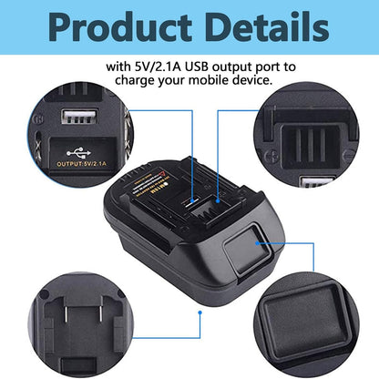 DM18M Makita Adapter – Milwaukee/DeWalt Battery Compatible, USB