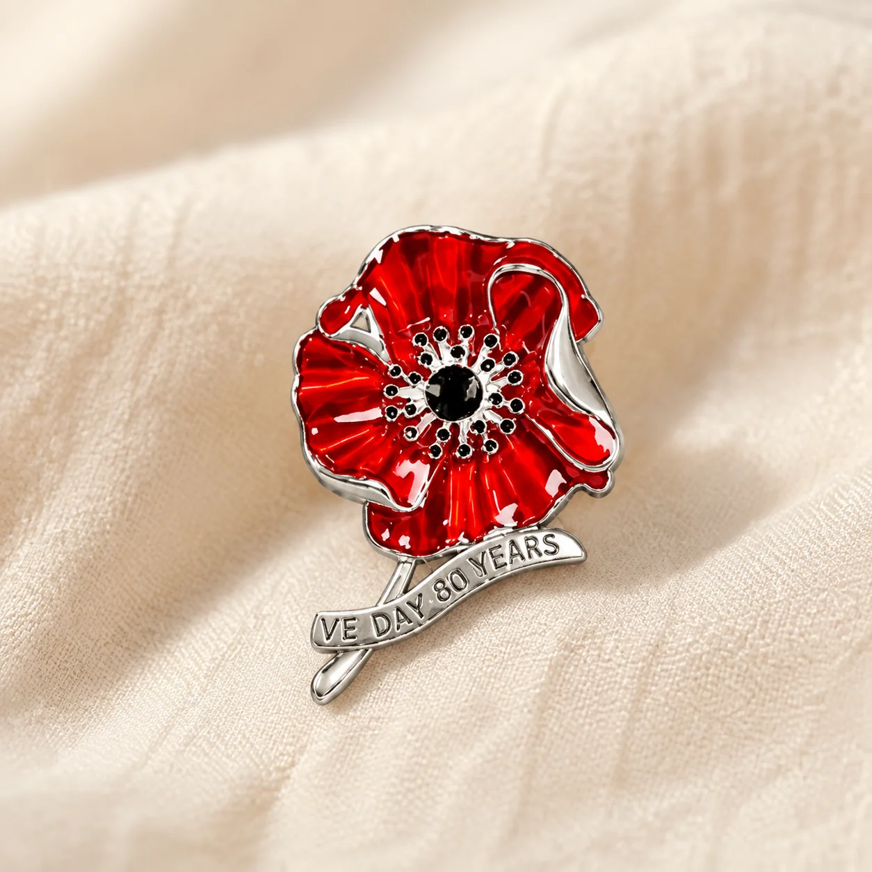 VE Day 80 Poppy Brooch – Limited Edition 80th Anniversary Keepsake