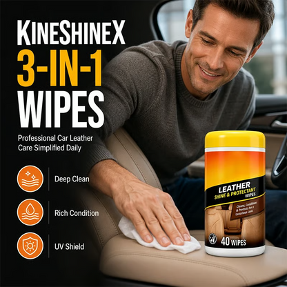 3-in-1 Leather Car Cleaning Wipes with UV Protection