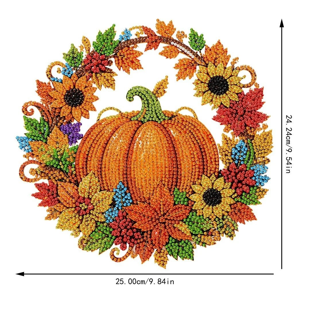 Halloween Hanging Diamond Art Kit – DIY 5D Pumpkin Wreath Gem Ornament