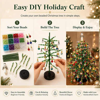 DIY Beaded Christmas Tree Kit – Sparkling Holiday Decoration with Fairy Lights