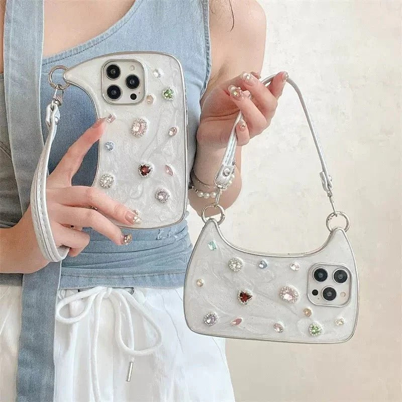 💎 Bling Diamond Gem Handbag Phone Case – Luxury Sparkle Protection for iPhone
