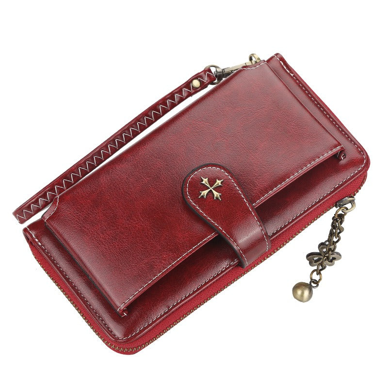 Vintage Goth Mini Leather Wallet for Women – Zip Bifold Coin Purse
