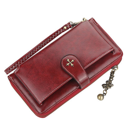 Vintage Goth Mini Leather Wallet for Women – Zip Bifold Coin Purse