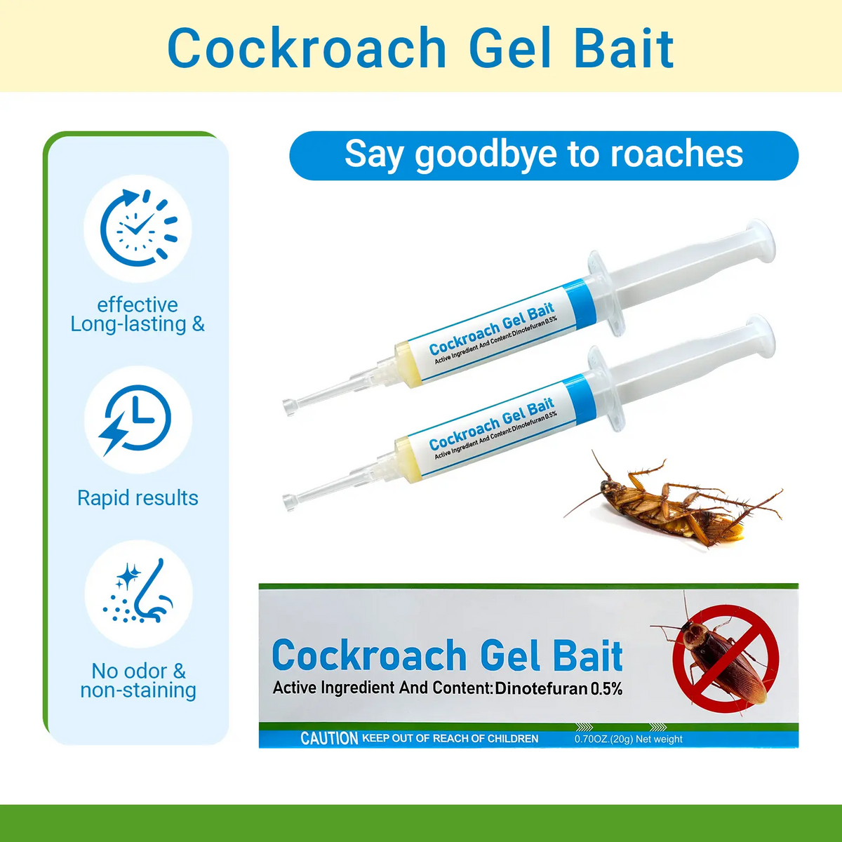 2-Pack Roach Killer Gel Syringes – Precision Indoor Control for Kitchen, Bath & Corners