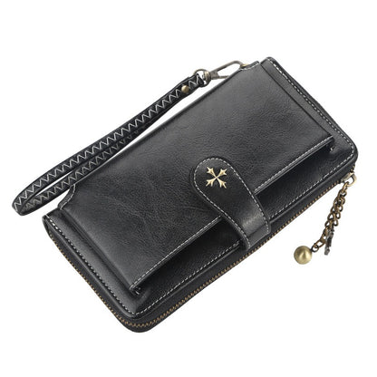 Vintage Goth Mini Leather Wallet for Women – Zip Bifold Coin Purse