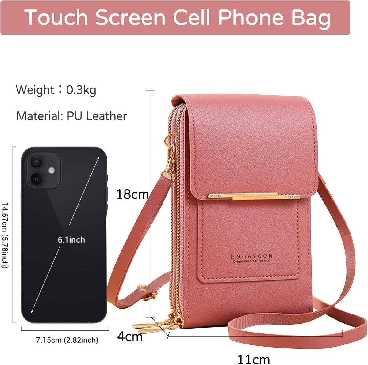 Touch Screen Crossbody Phone Bag – Women's PU Leather Shoulder Wallet & Satchel