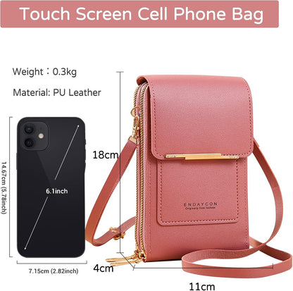 Touch Screen Crossbody Phone Bag – Women's PU Leather Shoulder Wallet & Satchel