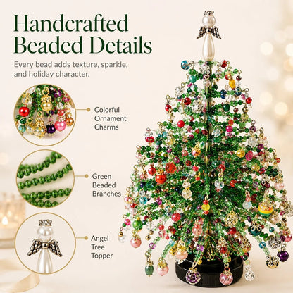 DIY Beaded Christmas Tree Kit – Sparkling Holiday Decoration with Fairy Lights