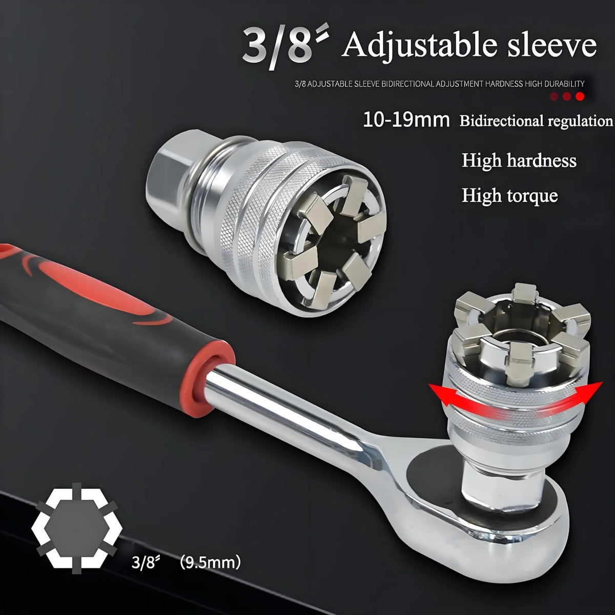 10-19mm Adjustable Universal Socket Wrench – One Tool Fits All