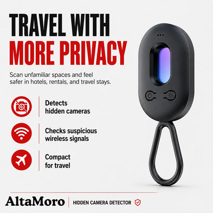 4-in-1 Hidden Camera & GPS Tracker Detector with Vibration Door Alarm – 30H Battery