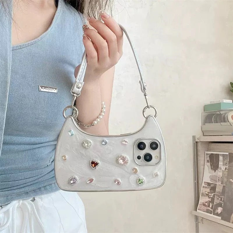 💎 Bling Diamond Gem Handbag Phone Case – Luxury Sparkle Protection for iPhone