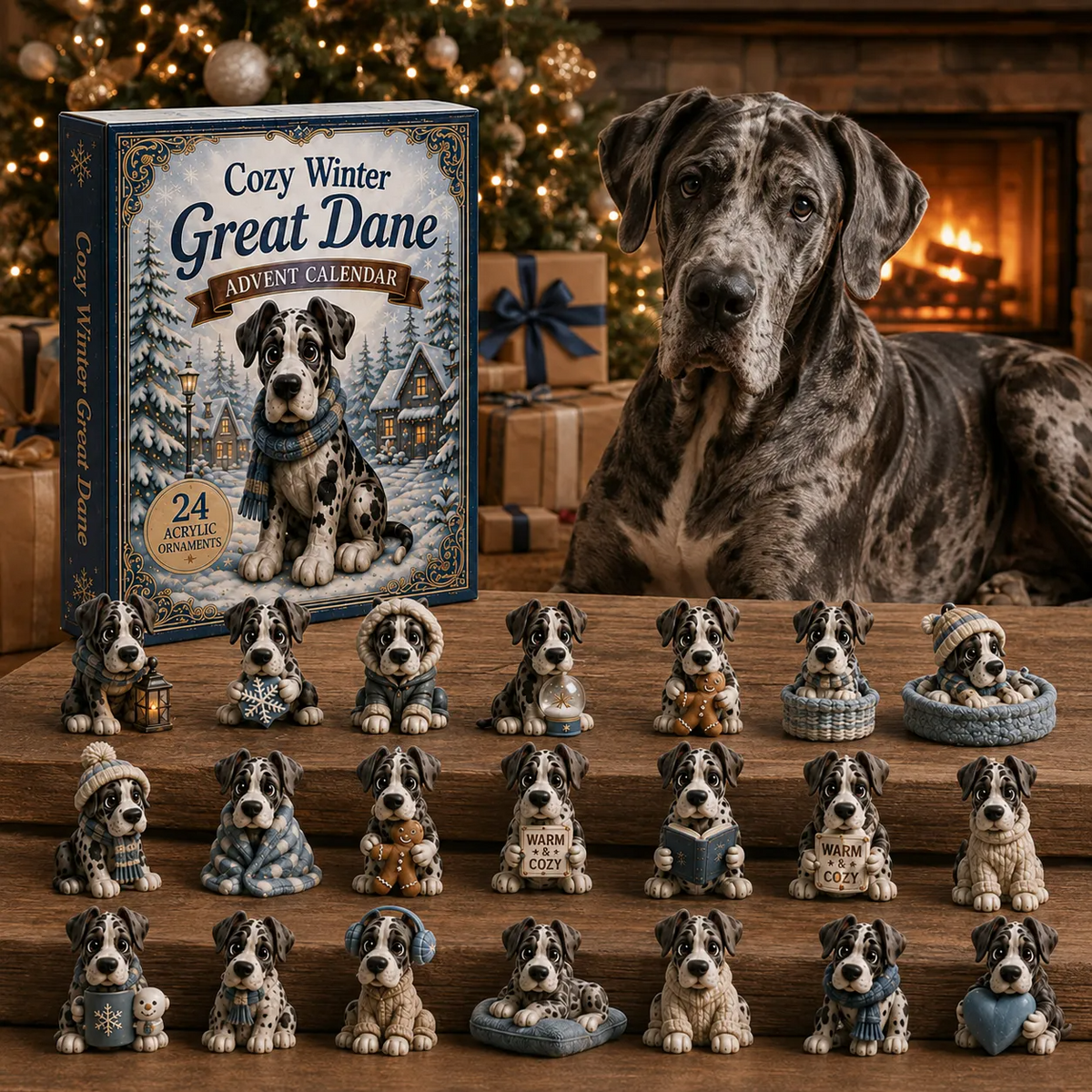 2026 Great Dane Advent Calendar – 24-Day Acrylic Charm Gift for Dog Lovers